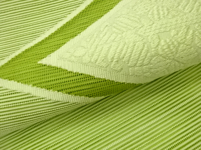  絽綴れ花葉模様織出し名古屋帯